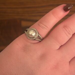 David Yurman Silver Ring with Pearl Accent